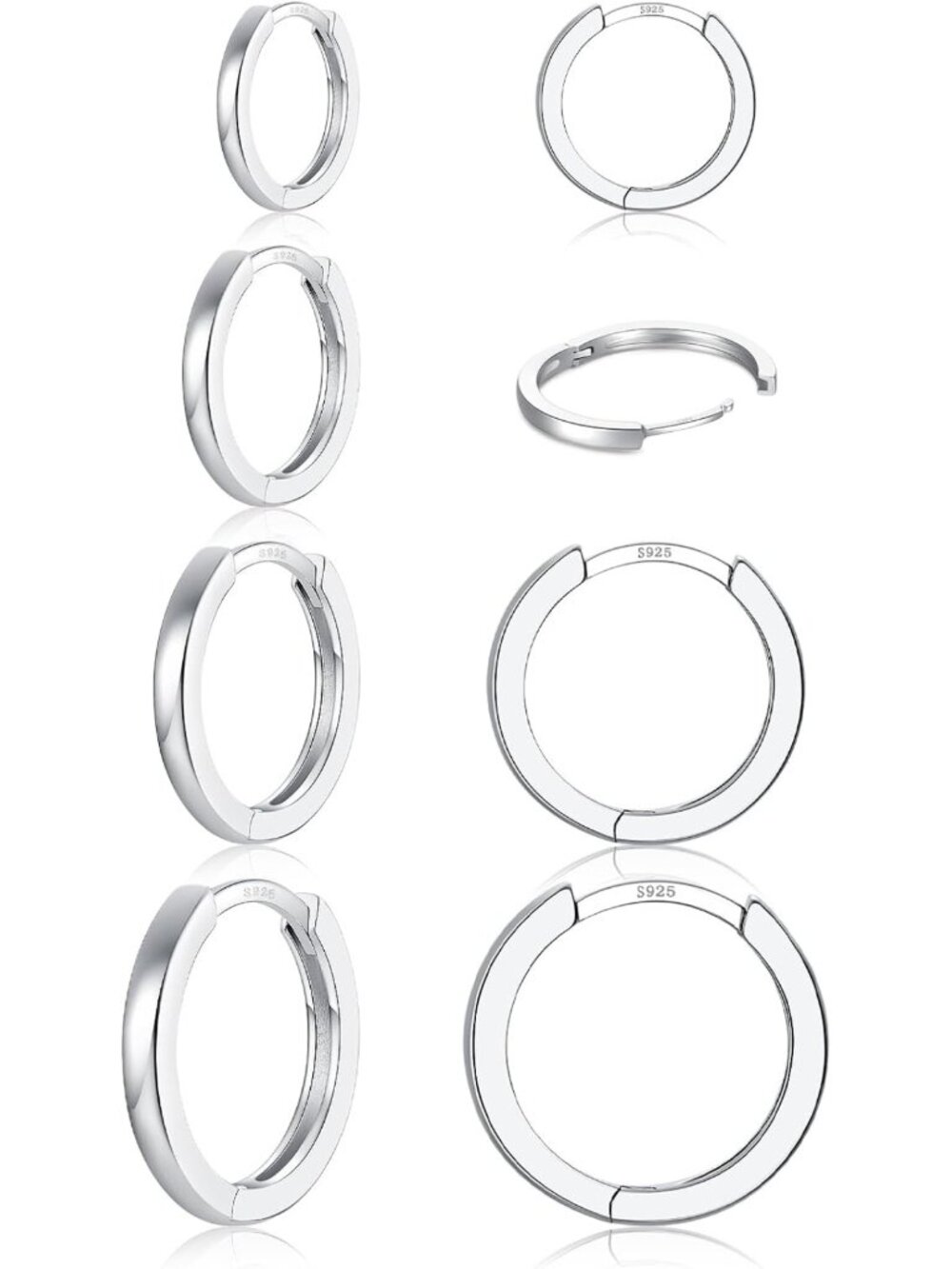 3 Pairs Small 925 Sterling Silver Huggie Hoop Earrings for Women & Men